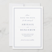 Blue Elegant gold classy minimalist save the date (Devant)