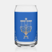 Blue Elegant Hanukkah Silver Menorah (Recto)