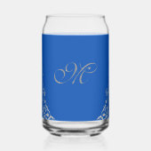 Blue Elegant Hanukkah Silver Menorah (Verso)