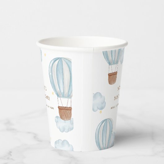 Blue Elegant Hete Luchtballon Wolk Boy Baby shower Papieren Bekers (Rechts)