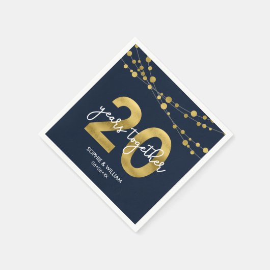 Blue Elegant Lights 20ste bruiloft Jubileum Party Servet (Hoek)