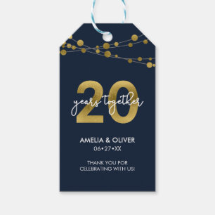 Blue Elegant Lights 20th Wedding Jubileum Cadeaulabel
