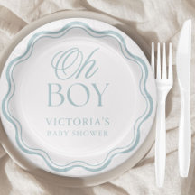 Blue Elegant Minimal Oh Boy Baby Shower