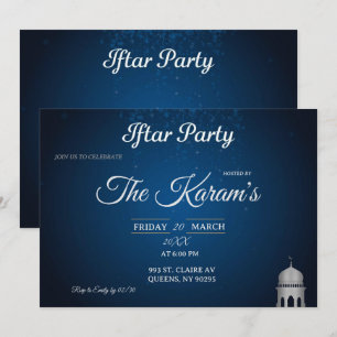 Blue Elegant Moskee Ramadan Iftar Feest Uitnodigin Kaart