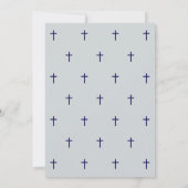 Blue Elegant Navy Cross Boy Baptism Invitation (Dos)