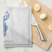 Blue Elegant Peacock Kitchen Towel Theedoek (Quarter Fold)