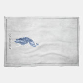 Blue Elegant Peacock Kitchen Towel Theedoek (Horizontaal)