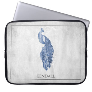 Blue Elegant Peacock-laptophoes op maat Laptop Sleeve