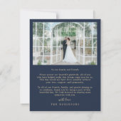 Blue Elegant Script 2 Photo Wedding Gold Script Bedankkaart (Achterkant)