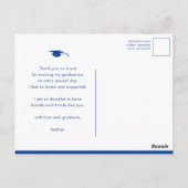Blue Elegant Script Photo Afstuderen Bedankt Briefkaart (Achterkant)