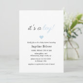 Blue Elegant Simple Boy Baby shower Kaart (Staand voorkant)