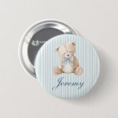 Blue Elegant Teddy Bear Button (Voorkant /achterkant)