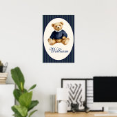 Blue Elegant Teddy Bear Poster (Bureau à domicile)