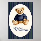 Blue Elegant Teddy Bear Poster (Devant)