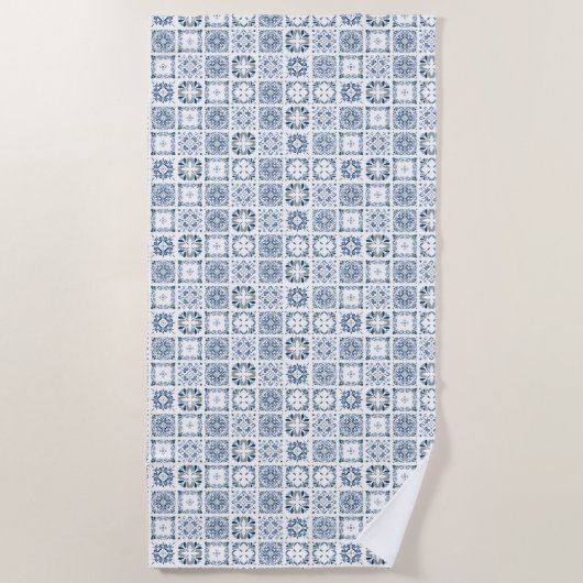 Blue Elegant Tile  Strandlaken (Voorkant)