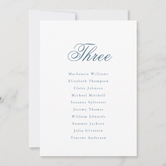 Blue Elegant Zitkaart Kaart Classic Script (Voorkant)