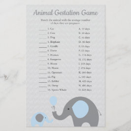 Blue Elephant Animal Gast Match Shower Game