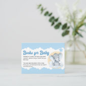Blue Elephant Baby Book Request Baby shower Informatiekaartje (Staand voorkant)