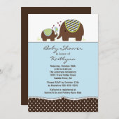 Blue Elephant & Baby Boy Baby shower Invitation (Devant / Derrière)