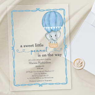 Blue Elephant Baby Boy Douche Invitation