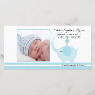 Blue Elephant Baby Boy Geboorteaankondiging Aankondiging