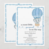 Blue Elephant Baby Boy Shower Uitnodiging (Voorkant / Achterkant)