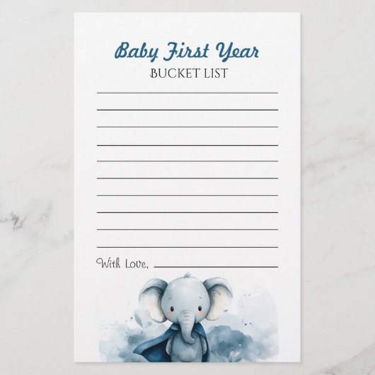 Blue Elephant Baby eerste jaar bucketlist Flyer (Voorkant)