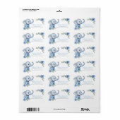 Blue Elephant Baby shower Adreslabel – Elegant Etiket (Full Sheet)