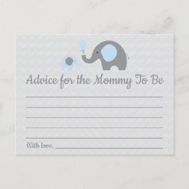 Blue Elephant Baby shower Advies voor Moeder Kaart