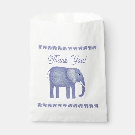 Blue Elephant Baby shower Bedankt Bedankzakje (Voorkant)