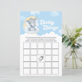 Blue Elephant Baby shower Bingo Game (Staand voorkant)