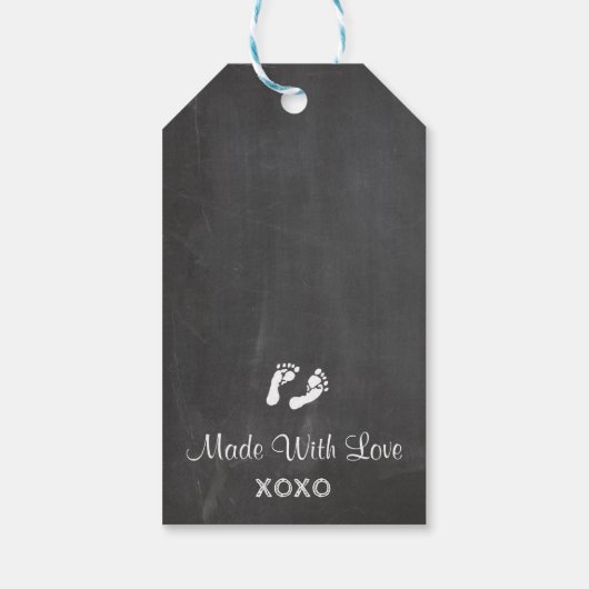 Blue Elephant Baby shower Chalk Look Dank u Cadeaulabel (Achterkant)