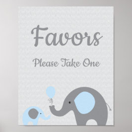 Blue Elephant Baby shower Favors Neem één teken Poster