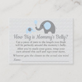 Blue Elephant Baby shower Hoe groot is mama's buik Contactkaartje