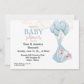 Blue Elephant Baby shower Invitation bébé (Devant)