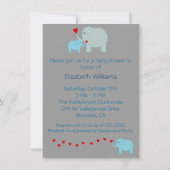 Blue Elephant Baby shower Invitation Kaart (Achterkant)