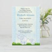 Blue Elephant Baby Shower Invitations (Debout devant)