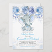 Blue Elephant Baby shower Kaart (Voorkant)