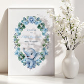 Blue Elephant Baby shower Poster – Waterverf Flor