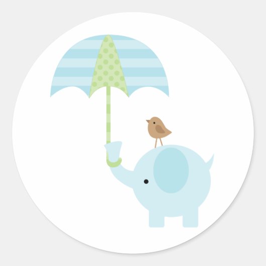 Blue Elephant Baby shower Stickers (Voorkant)