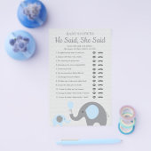 Blue Elephant Baby shower zei hij dat ze Game zei Flyer (Enkel)