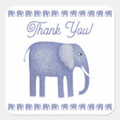Blue Elephant Bedankt Vierkante Sticker (Voorkant)