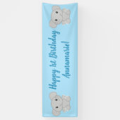 Blue Elephant Birthday Party Spandoek (Verticaal)