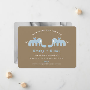 Blue Elephant Bow Stropdas Baby Boy Aankondiging