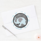 Blue Elephant Bow-stropdas Chevron-Baby shower Ronde Sticker (Envelop)