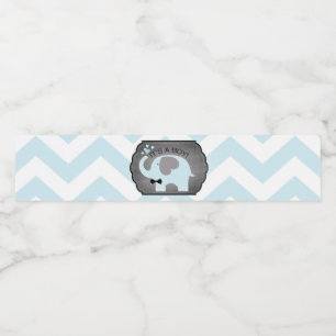 Blue Elephant Bow-stropdas Chevron Baby shower Waterfles Etiket