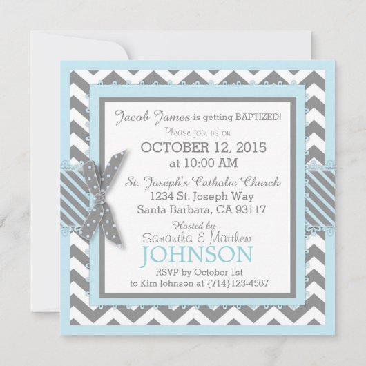 Blue Elephant Bow Stropdas Chevron Print Doop Kaart (Achterkant)