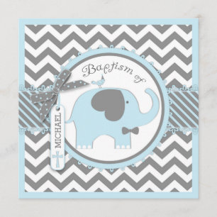 Blue Elephant Bow Stropdas Chevron Print Doop Kaart