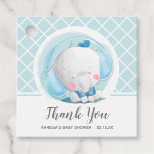 Blue Elephant Boy Baby shower Bedankjes Labels