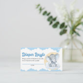Blue Elephant Boy Baby shower Diaper Raffle Ticket Informatiekaartje (Staand voorkant)